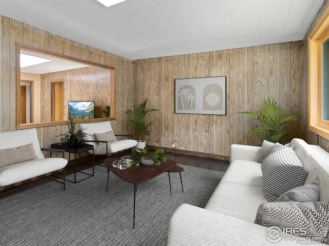 living room with dark wood-type flooring