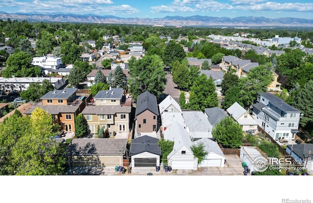 drone / aerial view featuring a mountain view