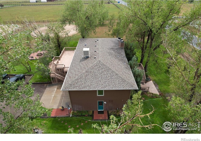 aerial view featuring a rural view