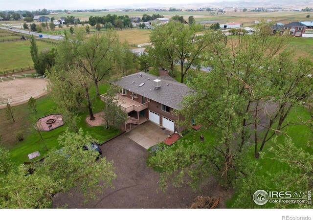 bird's eye view with a rural view