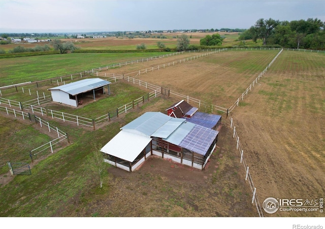 aerial view featuring a rural view