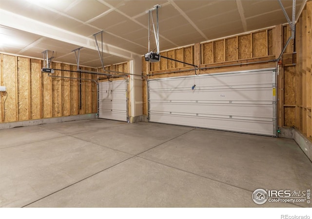 garage with a garage door opener