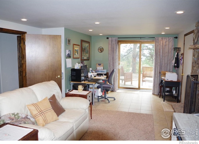 view of tiled living room