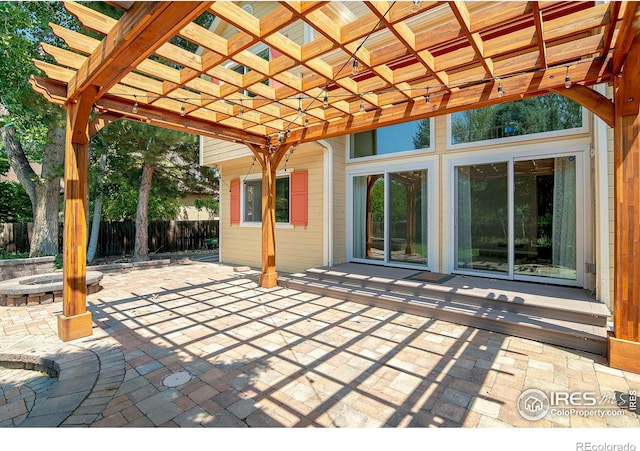 view of patio / terrace featuring a pergola