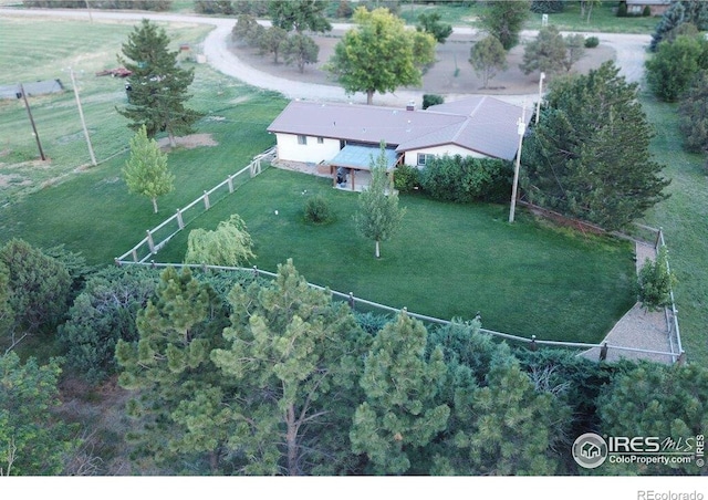 bird's eye view with a rural view