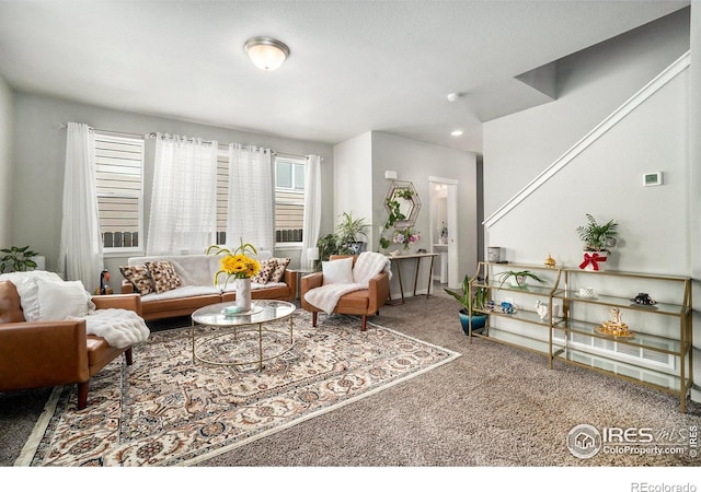 interior space featuring carpet flooring