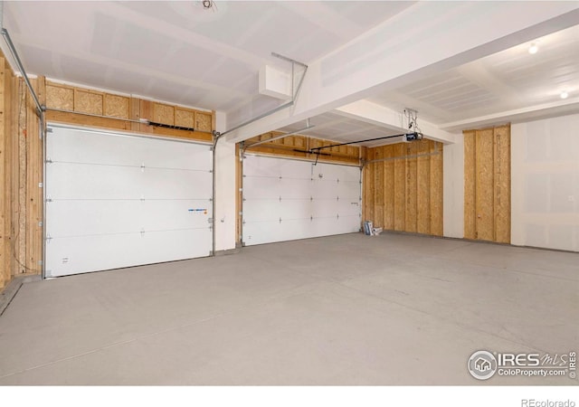 garage with a garage door opener