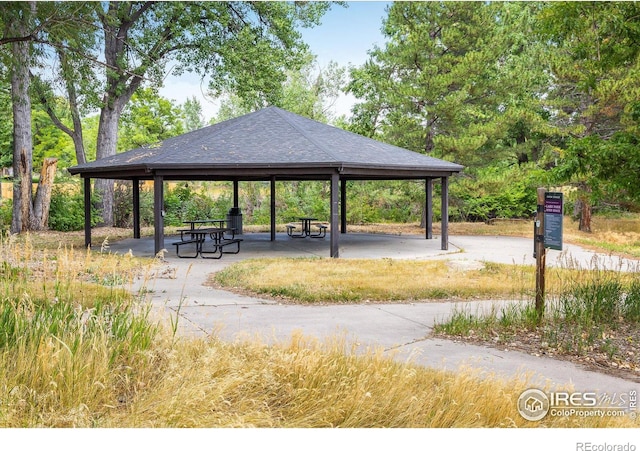 view of community with a gazebo