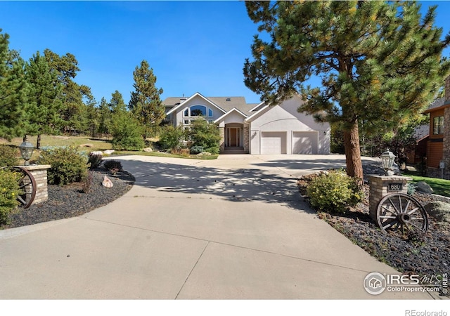 view of front of property with a garage