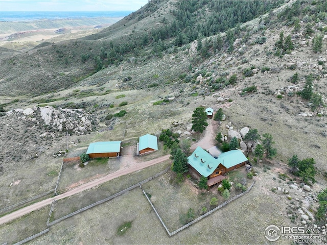 aerial view with a mountain view