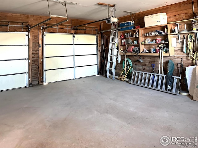 garage with a garage door opener