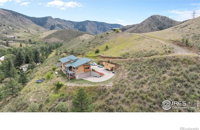 drone / aerial view with a mountain view