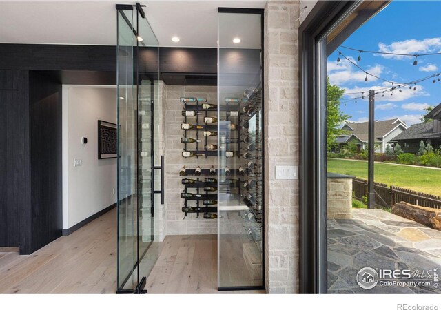 wine room featuring wood-type flooring