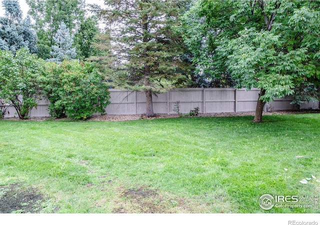 view of yard featuring a fenced backyard