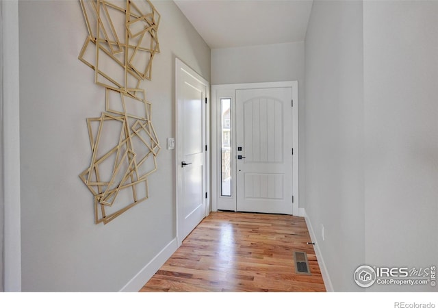 entrance foyer featuring light wood-type flooring