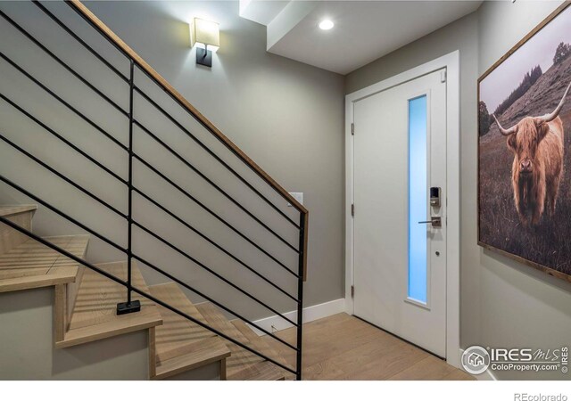 foyer entrance featuring light hardwood / wood-style floors