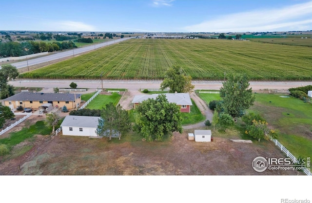 birds eye view of property featuring a rural view