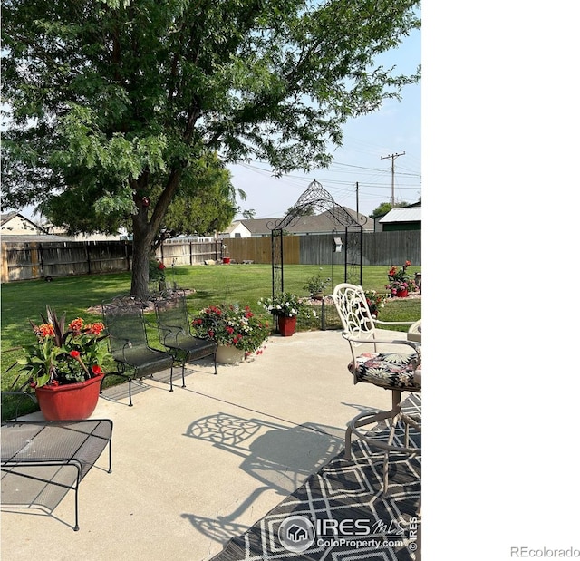 view of patio featuring a fenced backyard