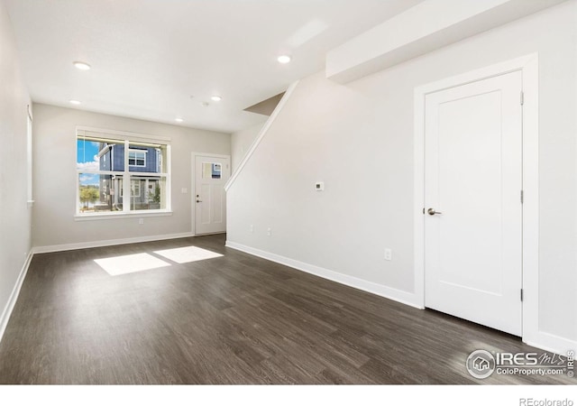 interior space featuring dark hardwood / wood-style flooring