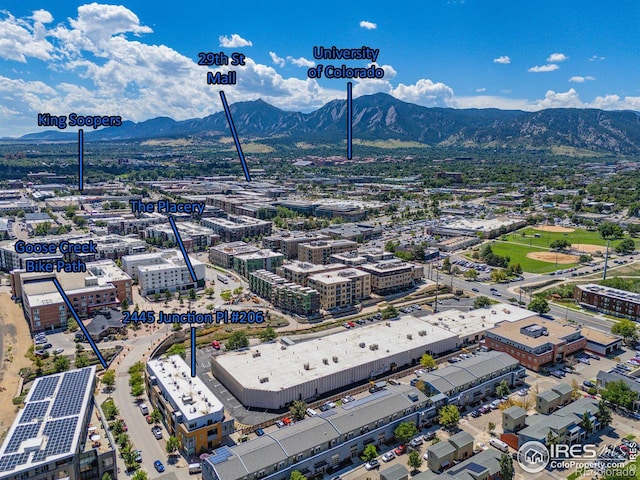 bird's eye view featuring a mountain view