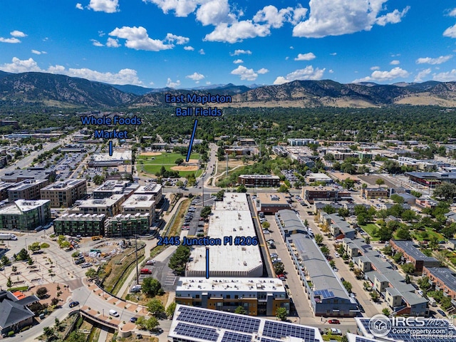 drone / aerial view with a mountain view