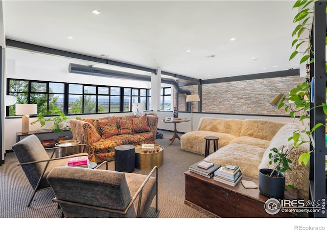 living room featuring carpet flooring