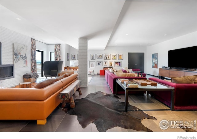 view of tiled living room