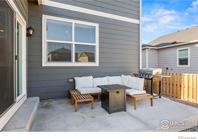 view of patio featuring grilling area and an outdoor living space