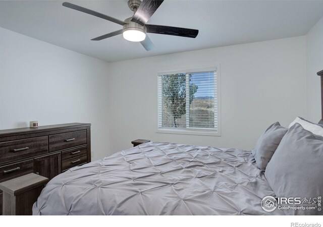 bedroom featuring ceiling fan