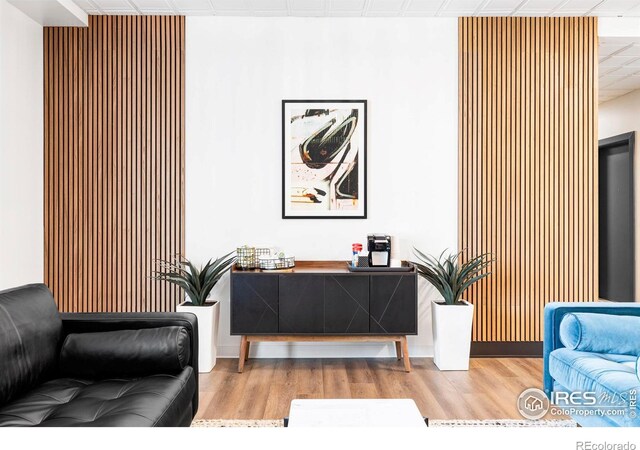 living room with hardwood / wood-style floors