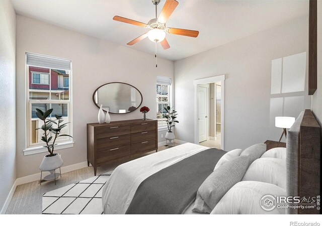 bedroom featuring ceiling fan