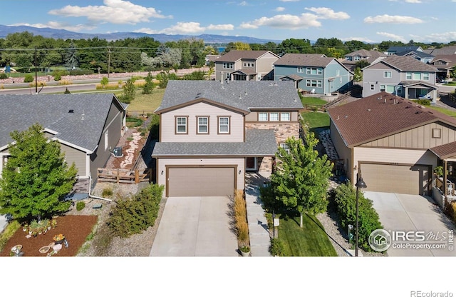 aerial view featuring a mountain view