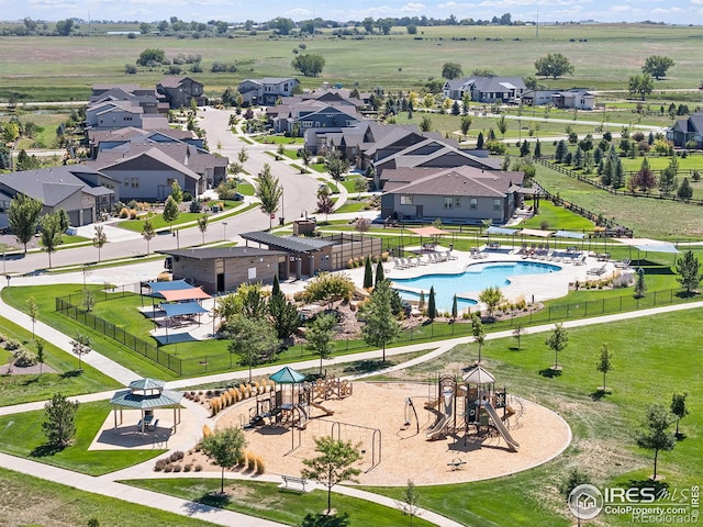 aerial view with a residential view