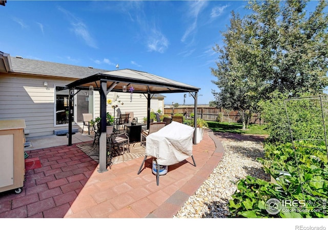 view of patio / terrace with a gazebo