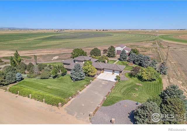 drone / aerial view with a rural view