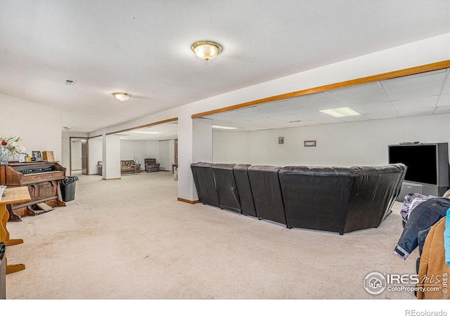 living room with carpet floors