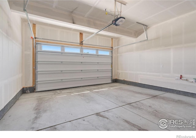 garage with a garage door opener