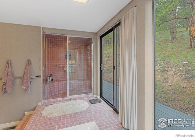 interior space with tile patterned flooring