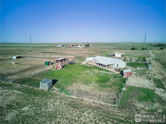 aerial view with a rural view