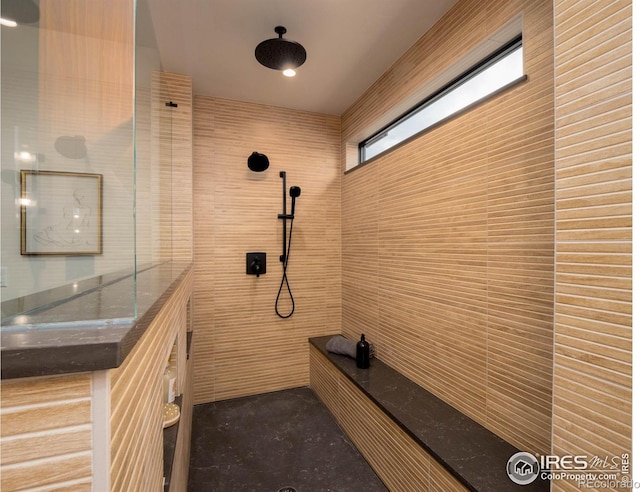 bathroom featuring a shower