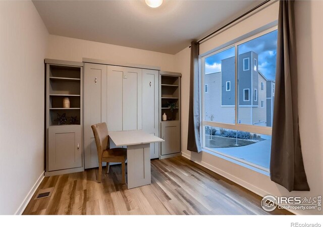 office area featuring light wood-type flooring