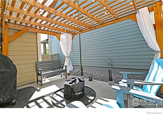 view of patio / terrace featuring a pergola