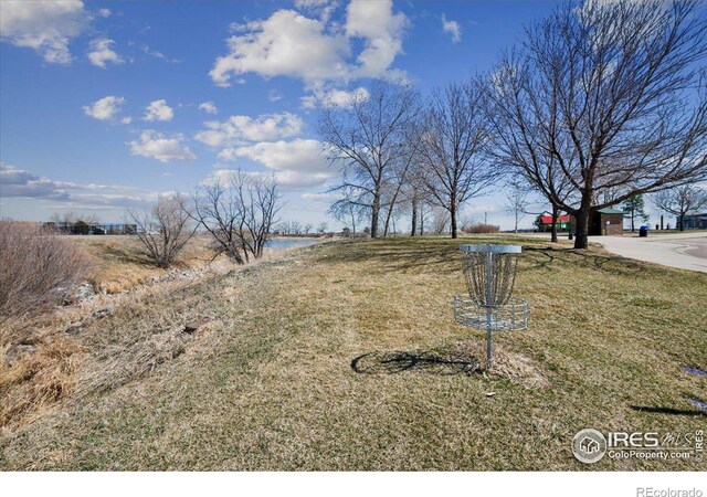 view of yard with a water view