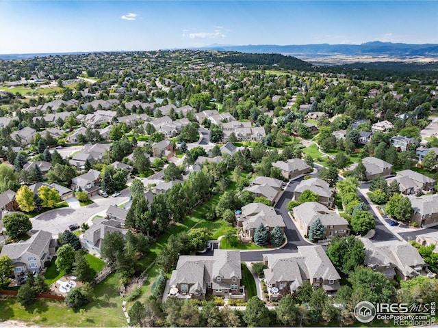 birds eye view of property featuring a mountain view