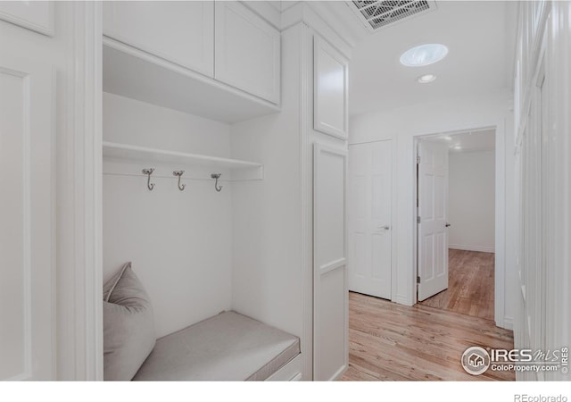 mudroom featuring light hardwood / wood-style flooring