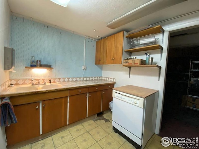 kitchen with sink and white dishwasher