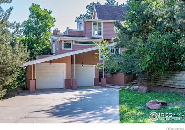 view of front of house with a garage