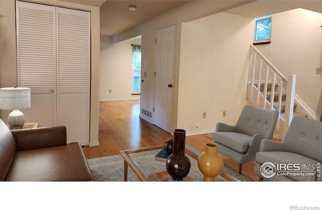 living room featuring light hardwood / wood-style floors