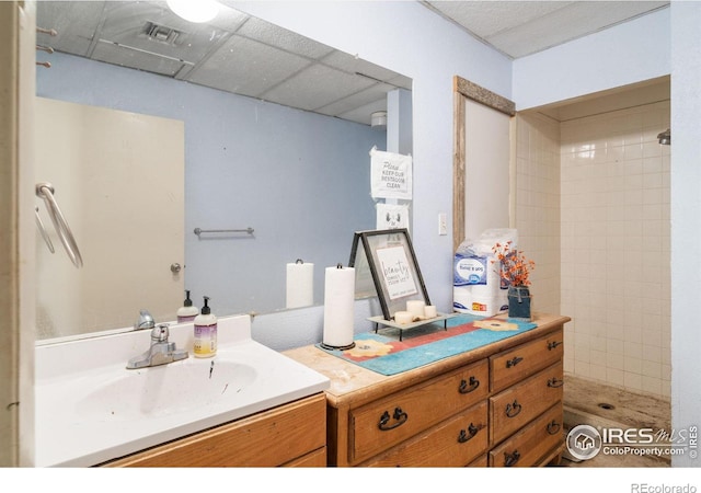 bathroom with vanity and walk in shower