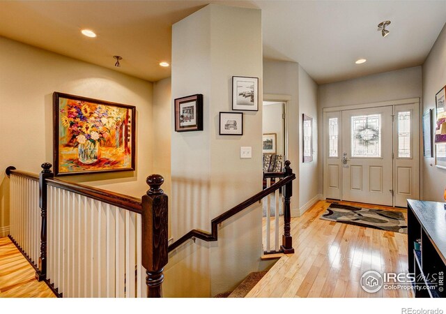 entryway with light wood-type flooring